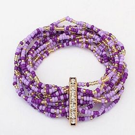 Bohemian Bead Bracelet in Springy Colors (Color: Purple)