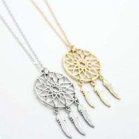 BELIEVE The Dream Catcher Necklaces In Yellow And White Gold Plating (Color: Silver)