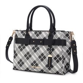 MKF Collection Coleen Vegan Leather Women Plaid Satchel Bag by Mia k (Color: Black, Material: Polycarbonate)