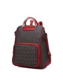 MKF Collection June M logo Printed Vegan Leather Women Backpack by Mia k (Color: Red, Material: Vegan Leather)