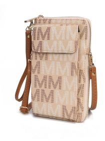 MKF Collection Cossetta Cell Phone Crossbody Wristlet Handbag Vegan Leather Versatile Multi-Use Phone Holder by Mia K (Color: Beige, Material: Vegan Leather)