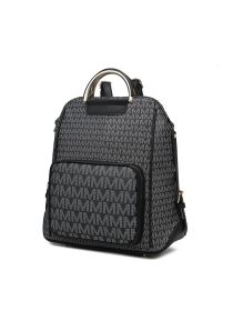 MKF Collection June M logo Printed Vegan Leather Women Backpack by Mia k (Color: Black, Material: Vegan Leather)