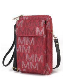 MKF Collection Cossetta Cell Phone Crossbody Wristlet Handbag Vegan Leather Versatile Multi-Use Phone Holder by Mia K (Color: Burgundy, Material: Vegan Leather)