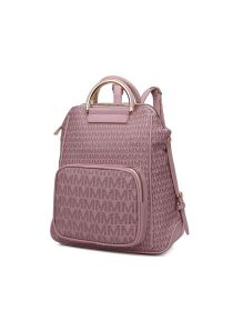 MKF Collection June M logo Printed Vegan Leather Women Backpack by Mia k (Color: Purple, Material: Vegan Leather)
