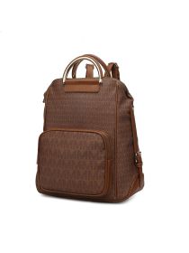 MKF Collection June M logo Printed Vegan Leather Women Backpack by Mia k (Color: Tan, Material: Vegan Leather)