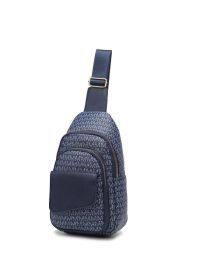 MKF Collection Kace M Logo Printed Vegan Leather Women Sling Bag by Mia k (Color: Navy Blue, Material: Vegan Leather)