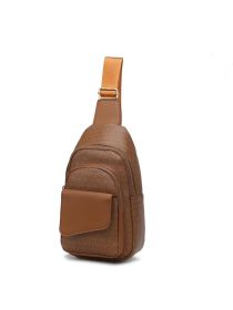 MKF Collection Kace M Logo Printed Vegan Leather Women Sling Bag by Mia k (Color: Tan, Material: Vegan Leather)
