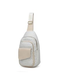 MKF Collection Kace M Logo Printed Vegan Leather Women Sling Bag by Mia k (Color: White, Material: Vegan Leather)