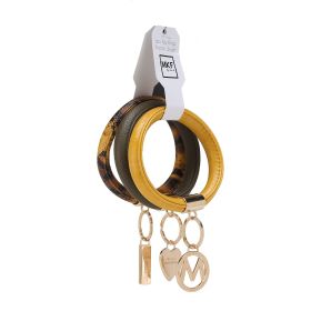 MKF Collection Jasmine Vegan Leather Women Bangle Wristlet Keychain set by Mia K (Color: Olive-Mustard-Mustard, Material: Vegan Leather)