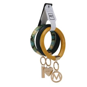 MKF Collection Jasmine Vegan Leather Women Bangle Wristlet Keychain set by Mia K (Color: Green-Yellow-Green, Material: Vegan Leather)