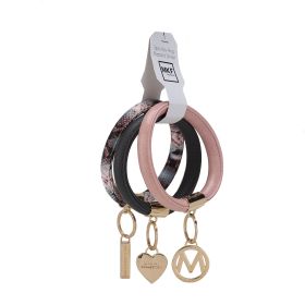 MKF Collection Jasmine Vegan Leather Women Bangle Wristlet Keychain set by Mia K (Color: Charcoal-Pink-Mauve, Material: Vegan Leather)
