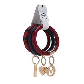 MKF Collection Jasmine Vegan Leather Women Bangle Wristlet Keychain set by Mia K (Color: Navy-Wine-Red, Material: Vegan Leather)