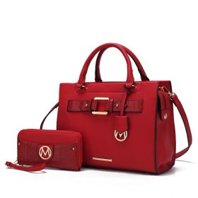 MKF Collection Virginia Vegan Leather Women Tote Bag with Wallet by Mia K (Color: Red, Material: Vegan Leather)