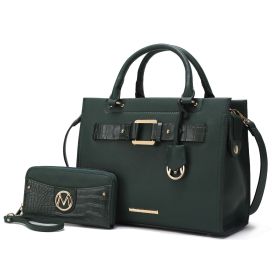 MKF Collection Virginia Vegan Leather Women Tote Bag with Wallet by Mia K (Color: Olive, Material: Vegan Leather)