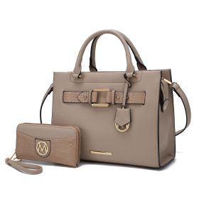 MKF Collection Virginia Vegan Leather Women Tote Bag with Wallet by Mia K (Color: Taupe, Material: Vegan Leather)