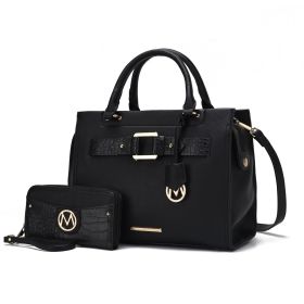 MKF Collection Virginia Vegan Leather Women Tote Bag with Wallet by Mia K (Color: Black, Material: Vegan Leather)