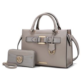 MKF Collection Virginia Vegan Leather Women Tote Bag with Wallet by Mia K (Color: Lt Grey, Material: Vegan Leather)