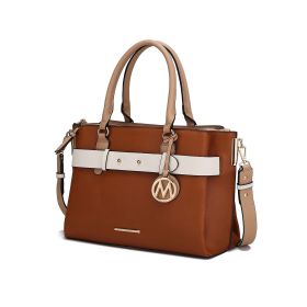 MKF Collection Jamie Satchel Handbag by Mia K (Color: Brown, Material: Vegan Leather)