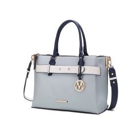 MKF Collection Jamie Satchel Handbag by Mia K (Color: Denim Blue, Material: Vegan Leather)