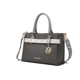 MKF Collection Jamie Satchel Handbag by Mia K (Color: Charcoal, Material: Vegan Leather)
