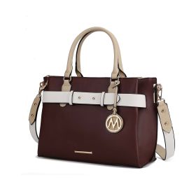 MKF Collection Jamie Satchel Handbag by Mia K (Color: Coffee, Material: Vegan Leather)