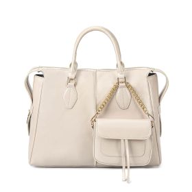 MKF Collection Yareli Tote Large and Mini Crossbody Bag Set by Mia K (Color: Beige, Material: Vegan Leather)