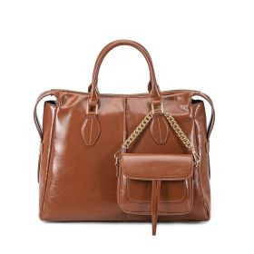 MKF Collection Yareli Tote Large and Mini Crossbody Bag Set by Mia K (Color: Brown, Material: Vegan Leather)