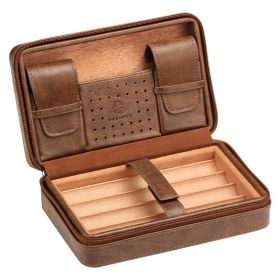 Galiner Spain Cedar Wood Cigar Humidor Portable Travel Leather Cigar Case Outdoor Storage Cigar Tool (Color: HC-117Y-WU)