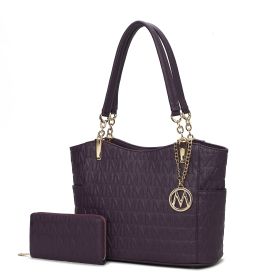 MKF Collection Allison Tote Handbag & Wallet by Mia k (Color: Purple, Material: Polycarbonate)