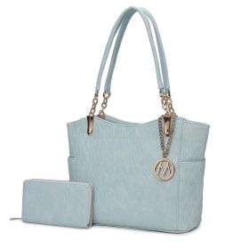 MKF Collection Allison Tote Handbag & Wallet by Mia k (Color: Light Blue, Material: Polycarbonate)
