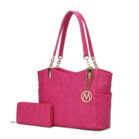 MKF Collection Allison Tote Handbag & Wallet by Mia k (Color: Fuchsia, Material: Polycarbonate)
