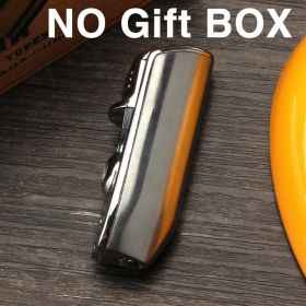 Luxury Snake Mouth Shape Metal Windproof 3 Torch Jet Flame Cigarette Cigar Lighter w/ Built-in Cigar Punch w/ Gift Box (Color: Silver no box)