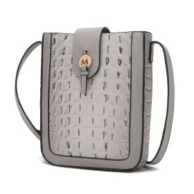 MKF Collection Molly Women's Crossbody Bag By Mia K (Color: Light Grey, Material: Vegan Leather)