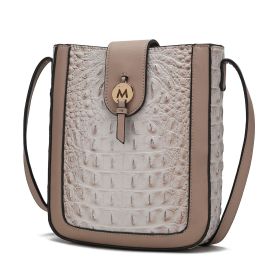 MKF Collection Molly Women's Crossbody Bag By Mia K (Color: Beige, Material: Vegan Leather)