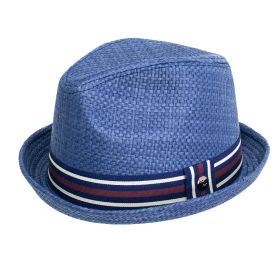 Depp Straw Luxury Fedora Hat (Color: Navy, size: XXL)