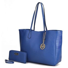 MKF Collection Sadie Oversize Tote Bag & Wallet Set by Mia K (Color: Royal Blue, Material: Vegan Leather)