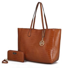 MKF Collection Sadie Oversize Tote Bag & Wallet Set by Mia K (Color: Brown, Material: Vegan Leather)
