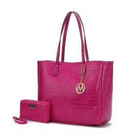 MKF Collection Sadie Oversize Tote Bag & Wallet Set by Mia K (Color: Fuchsia, Material: Vegan Leather)