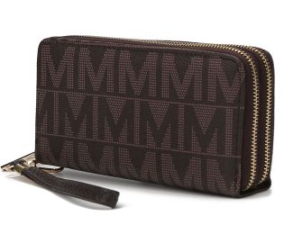 MKF Collection Danielle Milan M Signature Wallet Wristlet by Mia k (Color: Chocolate, Material: Vegan Leather)
