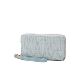 MKF Collection Danielle Milan M Signature Wallet Wristlet by Mia k (Color: Light Blue, Material: Vegan Leather)