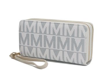 MKF Collection Danielle Milan M Signature Wallet Wristlet by Mia k (Color: White, Material: Vegan Leather)