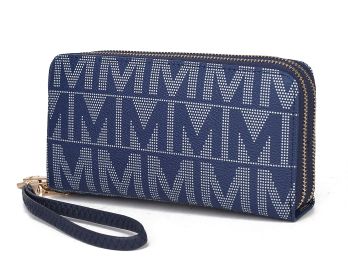 MKF Collection Danielle Milan M Signature Wallet Wristlet by Mia k (Color: Navy, Material: Vegan Leather)