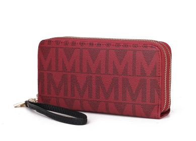 MKF Collection Danielle Milan M Signature Wallet Wristlet by Mia k (Color: Burgundy, Material: Vegan Leather)