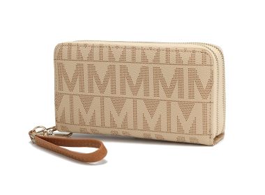 MKF Collection Danielle Milan M Signature Wallet Wristlet by Mia k (Color: Beige, Material: Vegan Leather)