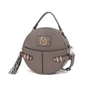 MKF Collection Gayle Crossbody Round Handbag Purse by Mia k. (Color: Grey, Material: Vegan Leather)