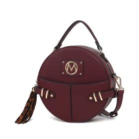 MKF Collection Gayle Crossbody Round Handbag Purse by Mia k. (Color: Wine, Material: Vegan Leather)