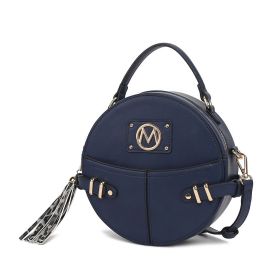 MKF Collection Gayle Crossbody Round Handbag Purse by Mia k. (Color: Navy, Material: Vegan Leather)