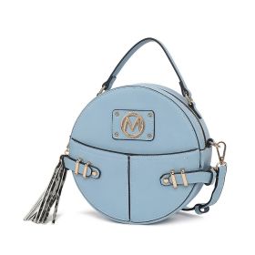 MKF Collection Gayle Crossbody Round Handbag Purse by Mia k. (Color: Denim Blue, Material: Vegan Leather)