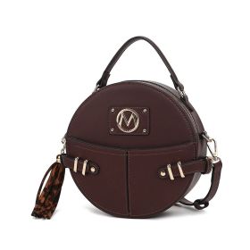 MKF Collection Gayle Crossbody Round Handbag Purse by Mia k. (Color: Coffee, Material: Vegan Leather)