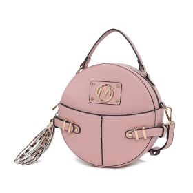 MKF Collection Gayle Crossbody Round Handbag Purse by Mia k. (Color: Blush Pink, Material: Vegan Leather)